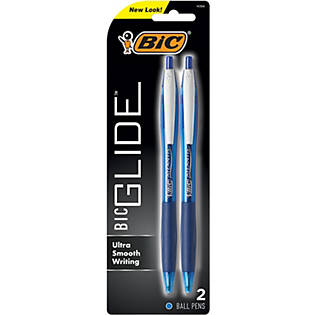 Bic Glide retractable ballpoint pen blue (2pk)