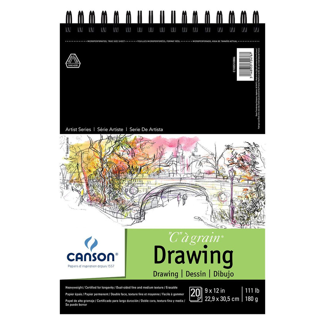 Canson 'C' a grain Drawing Pad 9x12, 111lb, 20 sheets