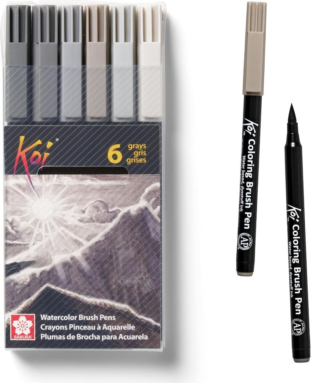 Koi Watercolour Brush Pens - 6pc Set