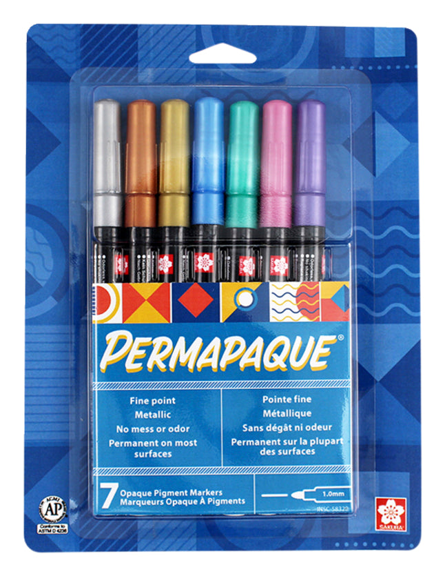 Permapaque Fine Point Paint Marker - 7 Metallic Set
